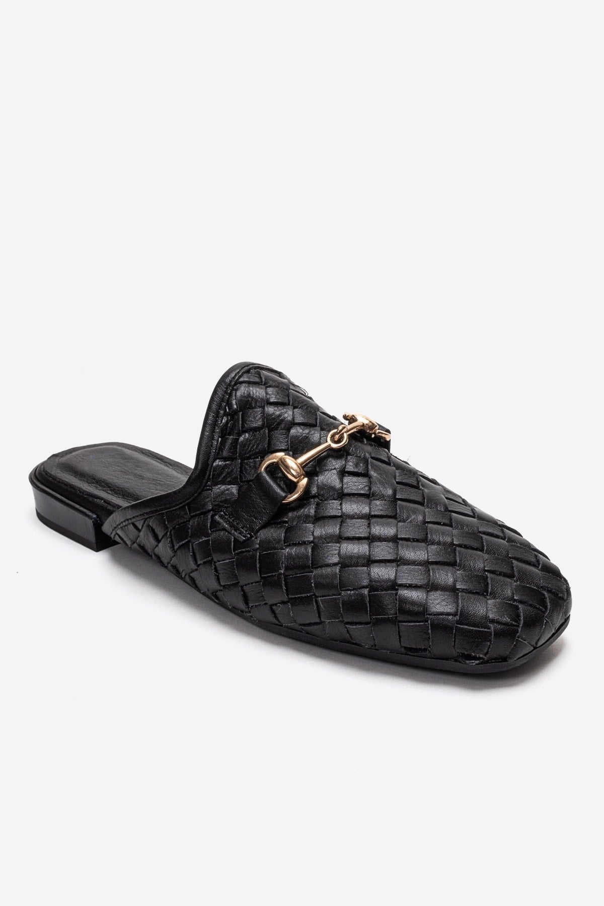 SENIA Black Woven Genuine Leather Closed-Toe Mule Slipper | FOOTWEAR | Slipper | Lebbse SENIA Black Woven Genuine Leather Closed-Toe Mule Slipper | FOOTWEAR | Slipper | Lebbse