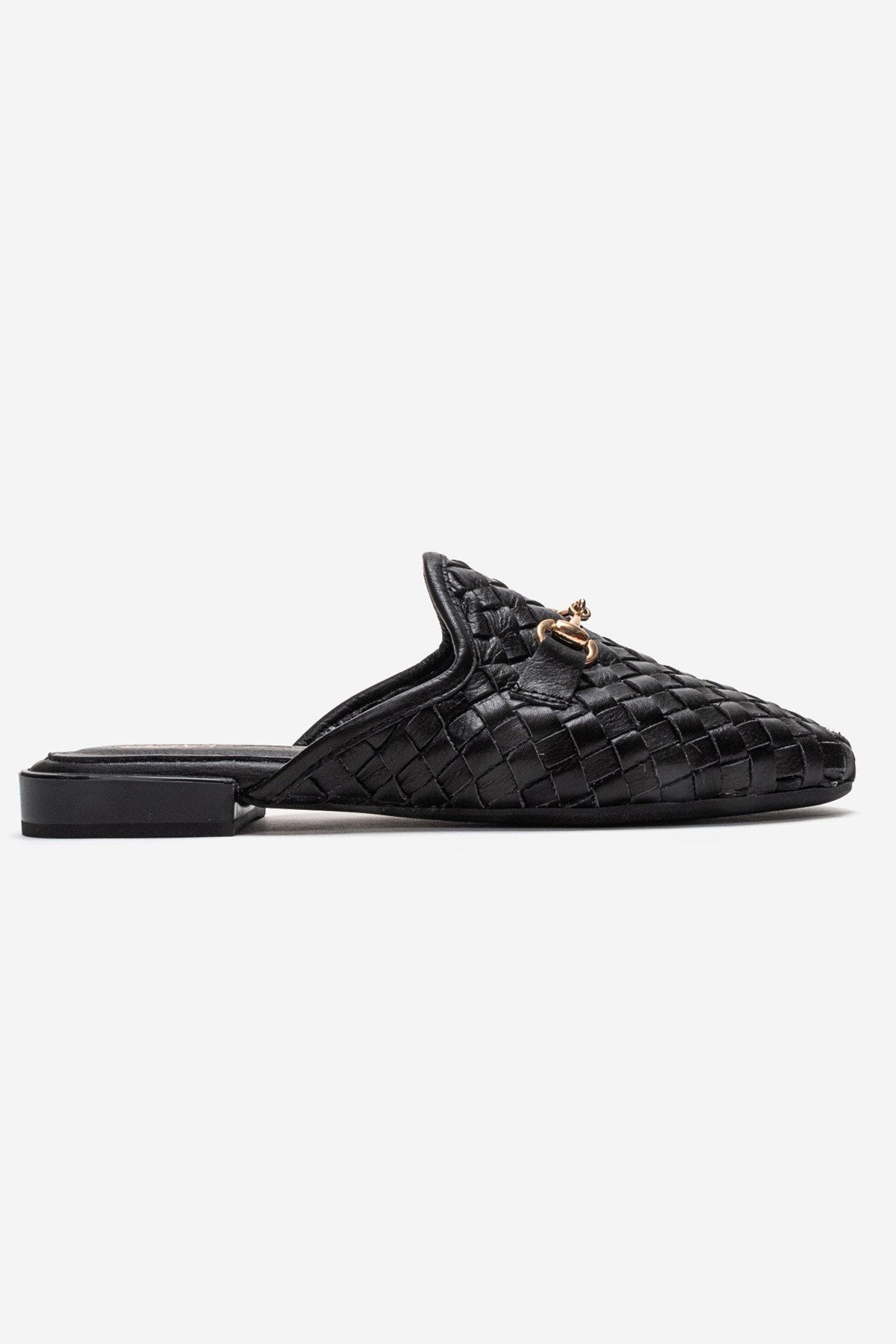SENIA Black Woven Genuine Leather Closed-Toe Mule Slipper | FOOTWEAR | Slipper | Lebbse SENIA Black Woven Genuine Leather Closed-Toe Mule Slipper | FOOTWEAR | Slipper | Lebbse