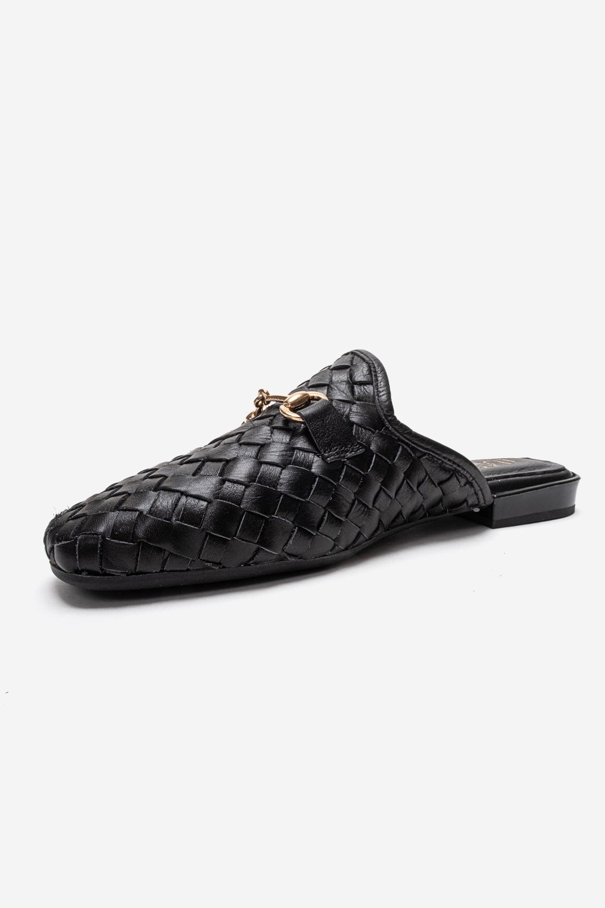 SENIA Black Woven Genuine Leather Closed-Toe Mule Slipper | FOOTWEAR | Slipper | Lebbse SENIA Black Woven Genuine Leather Closed-Toe Mule Slipper | FOOTWEAR | Slipper | Lebbse