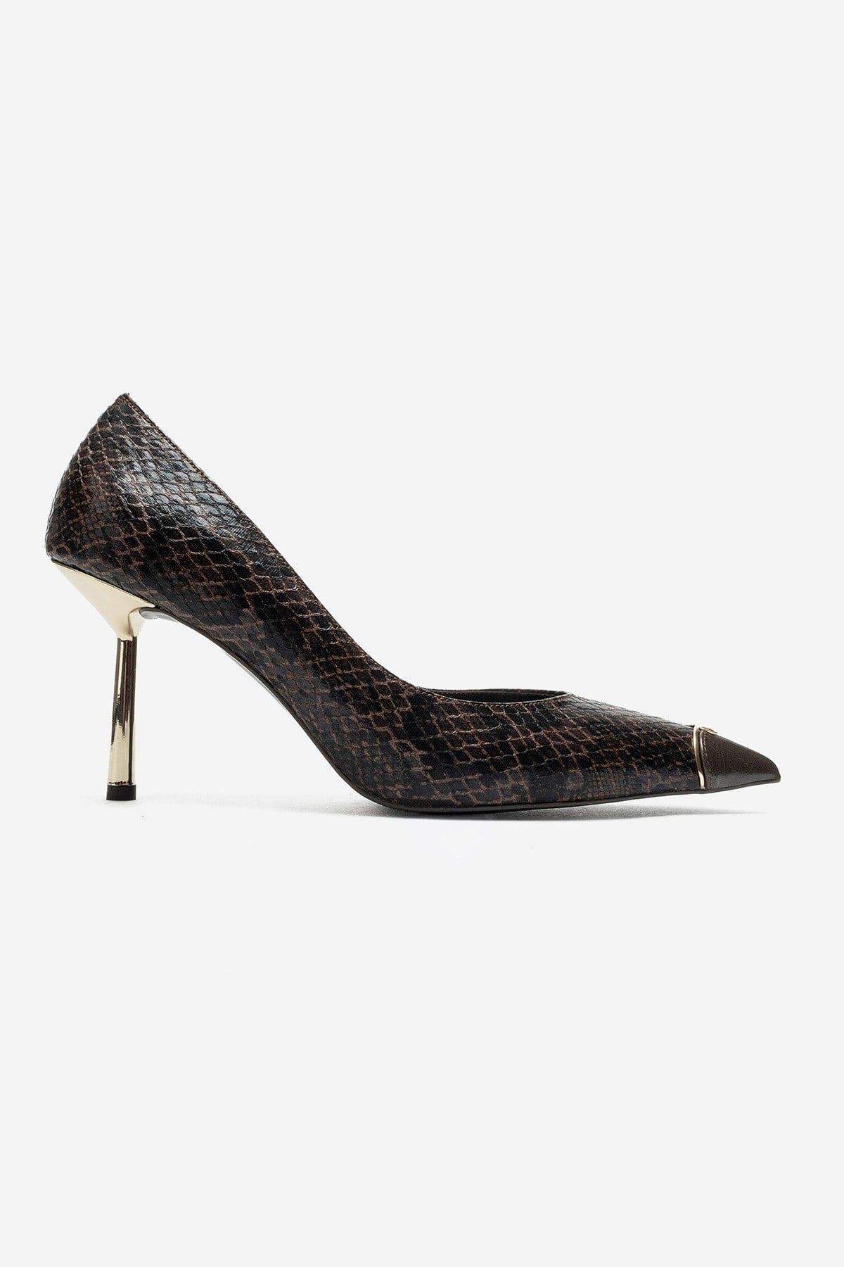JIMENA Brown Patterned Pointed-Toe Stiletto Heels