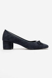 Leslie – Navy Suede Bow Detail Block Heel Shoes