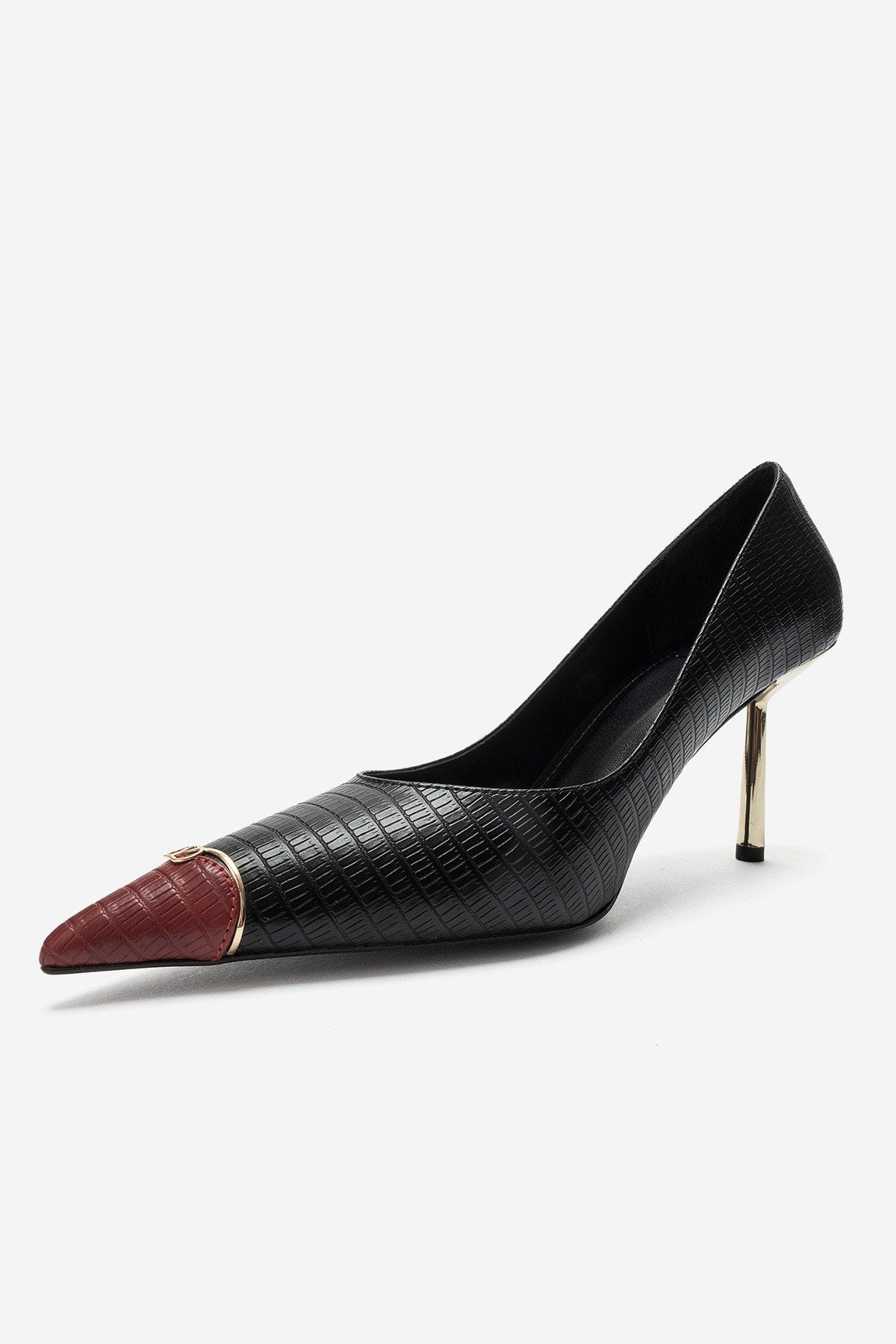 JIMENA Black & Red Printed Pointed-Toe Stiletto Heels – 8 cm