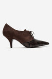MEDLEY Brown Suede-Style Patterned Lace-Up Stiletto Heels