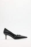 Pointed Toe Bow Detail Black Women’s Heeled Shoes