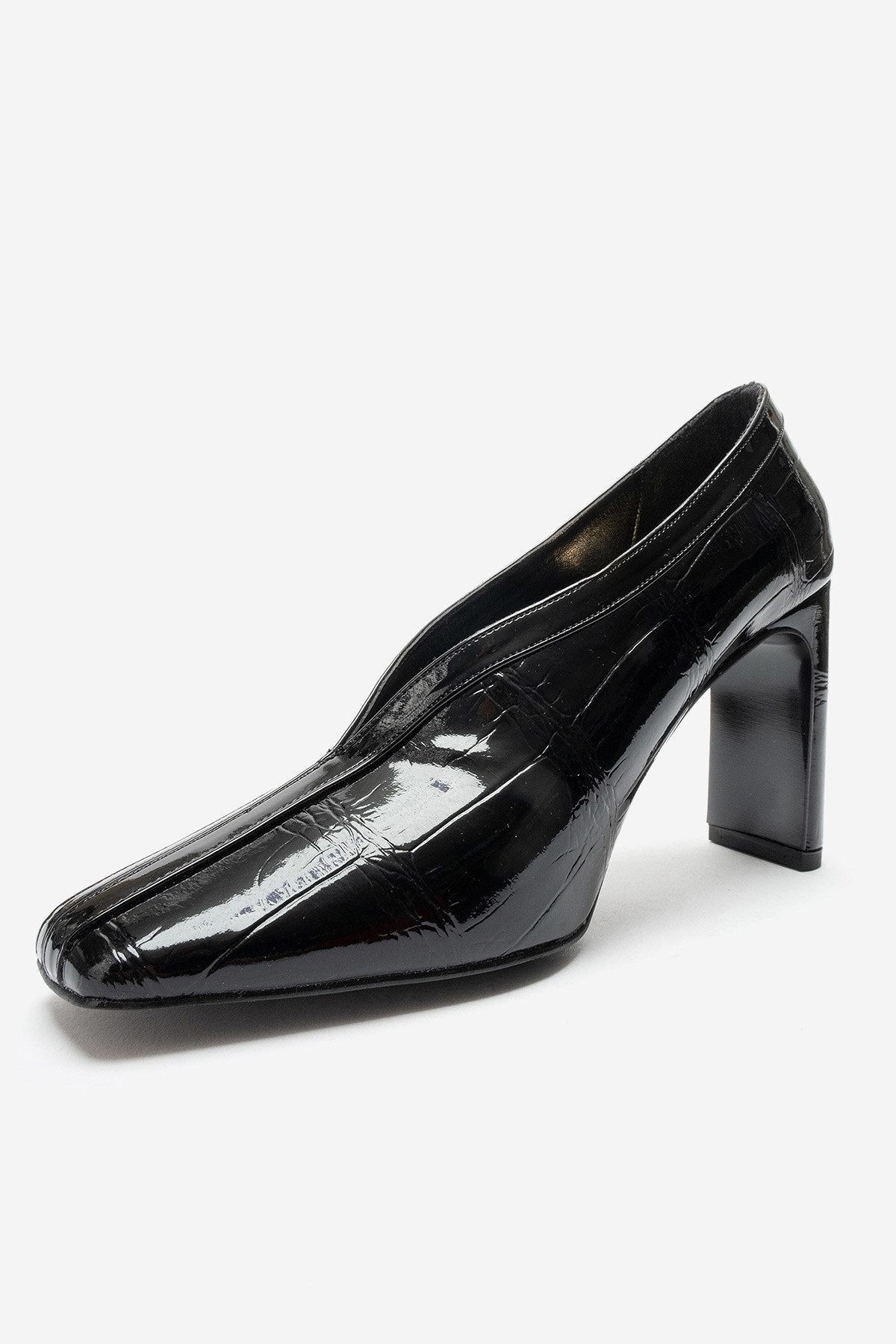 NORE Black Embossed Block Heel Shoes – 9 cm Heels