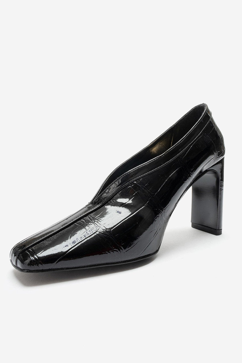 NORE Black Embossed Block Heel Shoes – 9 cm Heels