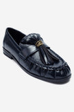 Marston – Navy Crinkled Patent Tassel Loafers