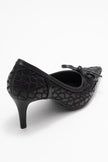 CAMDEN Black Patterned Bow Detail Women’s Heeled Shoes