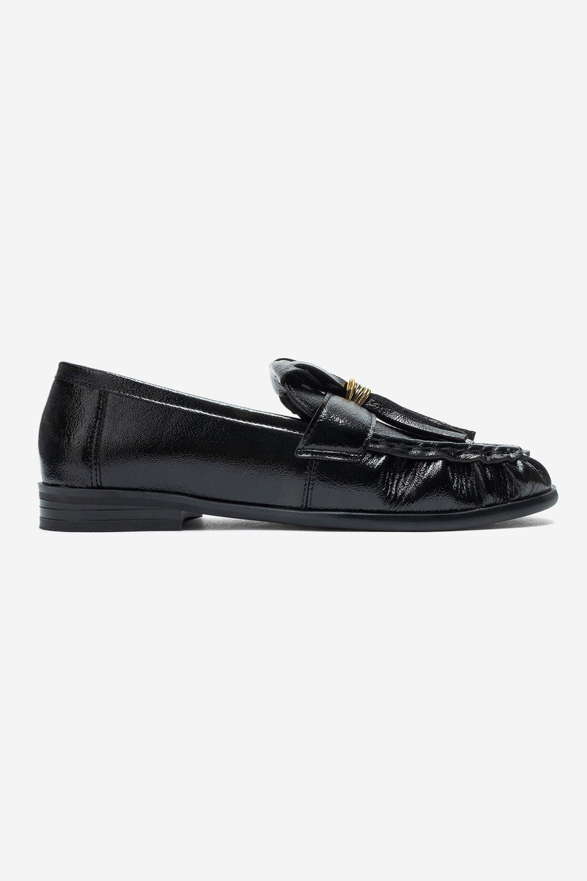 Marston – Black Crinkled Patent Tassel Loafers
