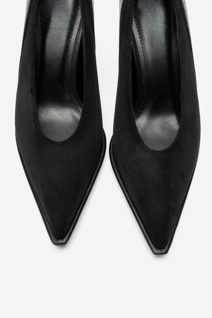 Meadow – Black Suede-Look Stiletto Heels