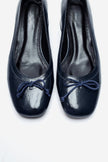 GIPSY Navy Blue Patent Leather Bow Detail Block Heel Shoes