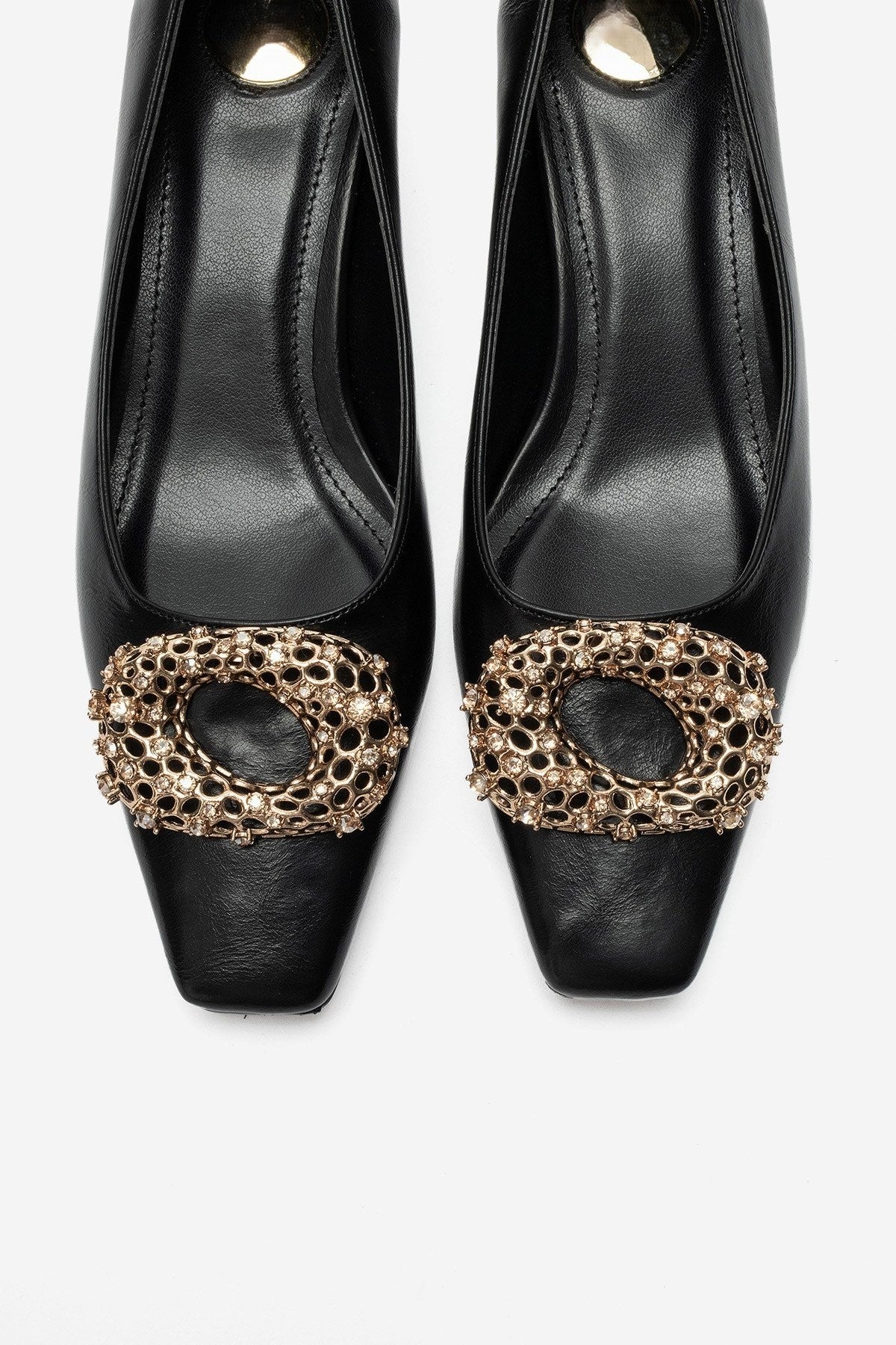 Marte – Black Buckle Detail Low-Heel Shoes
