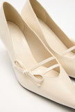 Pointed Toe Bow Detail Bone Women’s Heeled Shoes