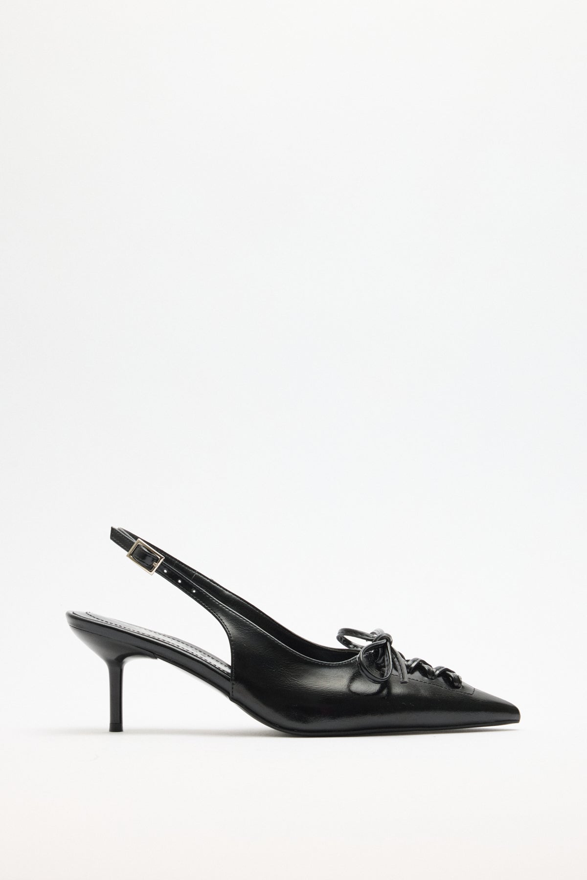 Pointed Toe Lace-Up Black Women’s Heeled Shoes