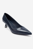 LAWTON Navy Blue Pointed-Toe Stiletto Heels