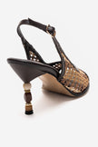 SOVEN Brown Woven Open Toe Women’s Geometric Heel Sandals
