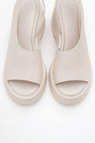 ROY Light Beige Genuine Leather Wedge Sandals
