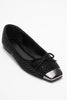 ABRA Women's Black Suede Ballet Flats with Stoned Bow