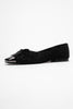 ABRA Women's Black Suede Ballet Flats with Stoned Bow