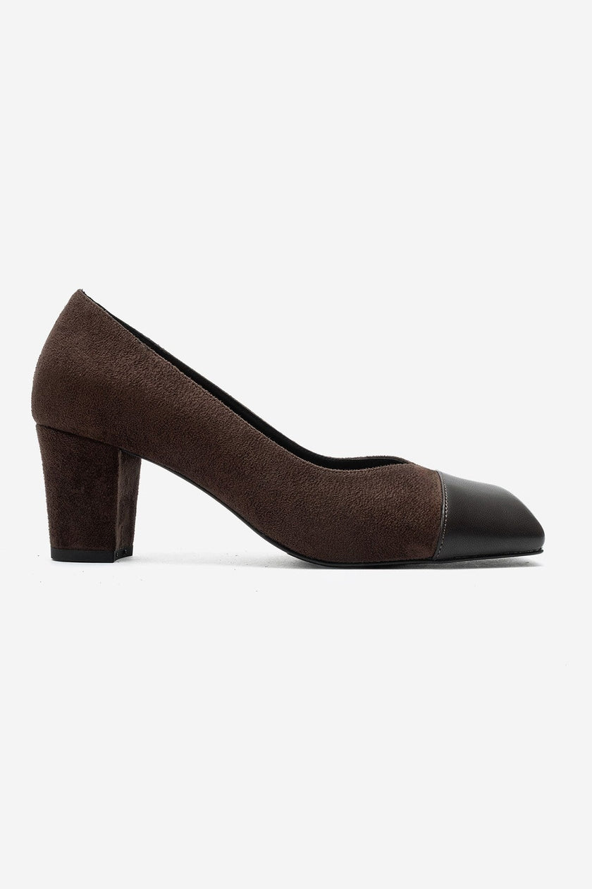 KELLYS Brown Genuine Suede Leather Chunky Heel Loafers