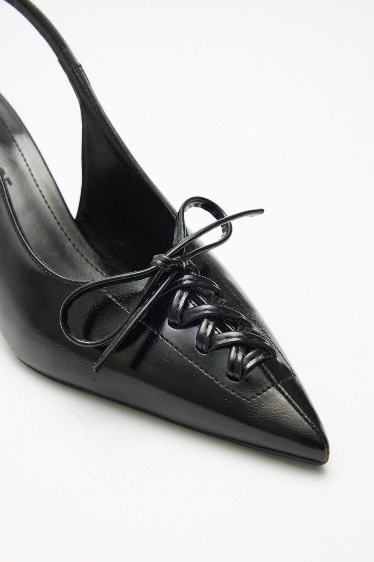 Pointed Toe Lace-Up Black Women’s Heeled Shoes