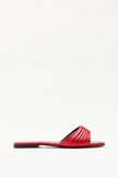 RED WOMEN’S SLIPPERS WITH GOLD ACCESSORY DETAIL