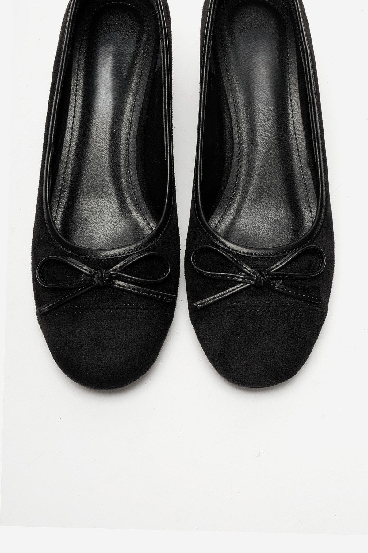 Leslie – Black Suede Bow Detail Block Heel Shoes