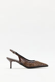 Sequin Detail Bitter Brown Women's Heels