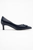 BRIANA Navy Blue Striped Buckled Women's High Heels