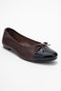 JENS Women's Brown-Black Patent Leather Bow-Tie Ballerina Shoes