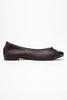JENS Women's Brown-Black Patent Leather Bow-Tie Ballerina Shoes
