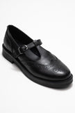 JANNEY Black Genuine Leather Women's Strappy Loafers