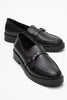 GALEA Black Leather Buckled Genuine Leather Women's Loafers
