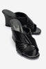 LAVEAN Black Woven Cross-Strap Wedge Mule Slipper