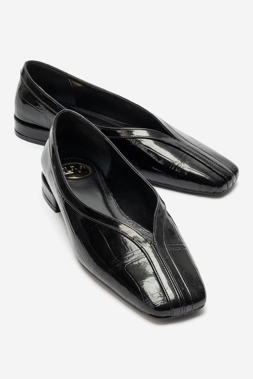 Helene – Black Printed Babet Flats