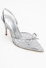 PEONY Silver Mesh Bowknot Women's Pointed Toe High Heels