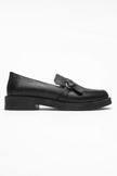 GALEA Black Leather Buckled Genuine Leather Women's Loafers