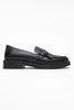 GALEA Black Leather Buckled Genuine Leather Women's Loafers