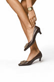Marte – Brown Buckle Detail Low-Heel Shoes