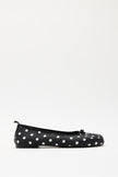 Black Polka Dot Knot-Detail Toe-Post Women's Flats