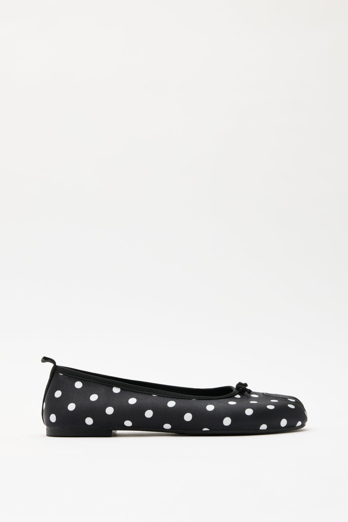 Black Polka Dot Knot-Detail Toe-Post Women's Flats