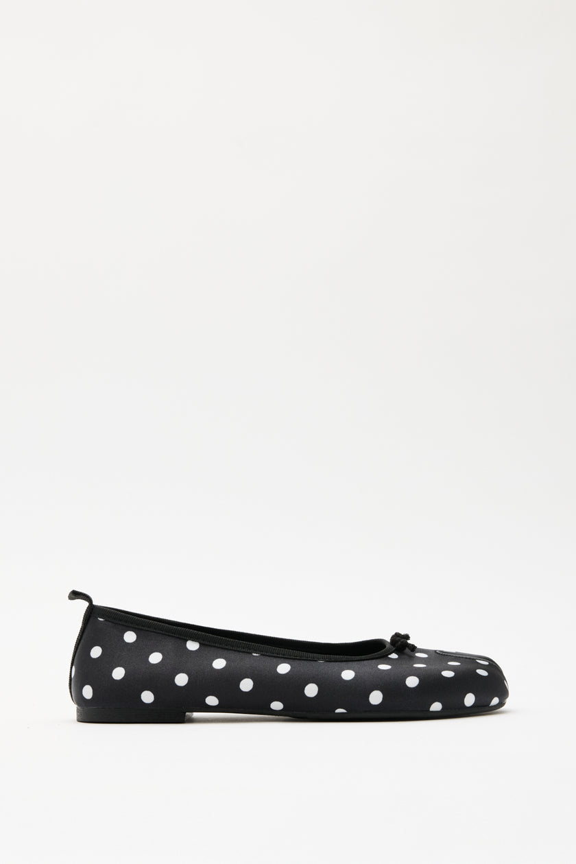 Black Polka Dot Knot-Detail Toe-Post Women's Flats