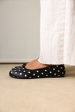 Black Polka Dot Knot-Detail Toe-Post Women's Flats