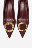 NOEMI Burgundy Genuine Suede Leather Buckle Strap Heels – 6 cm