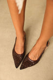 Sequin Detail Bitter Brown Women's Heels