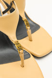 Minimal Gold Accessory Toe-Post Caramel Women's Heeled Sandals