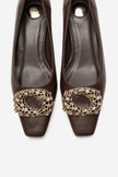 Marte – Brown Buckle Detail Low-Heel Shoes