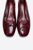 GIPSY Burgundy Patent Leather Bow Detail Block Heel Shoes
