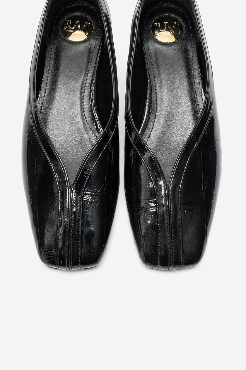 Helene – Black Printed Babet Flats