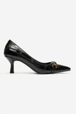 Olinda – Black Printed Buckle Detail Heels